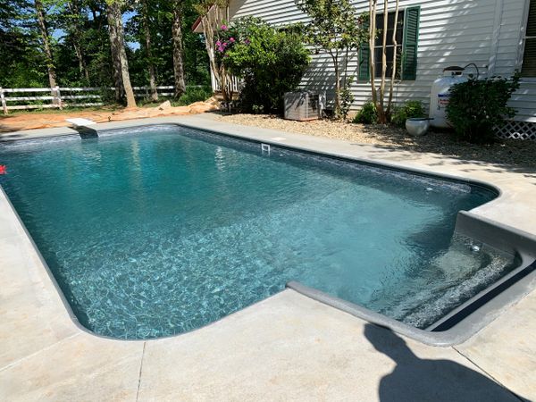 Rectangle Inground Swimming Pool | Grey Steps | Turquoise Water