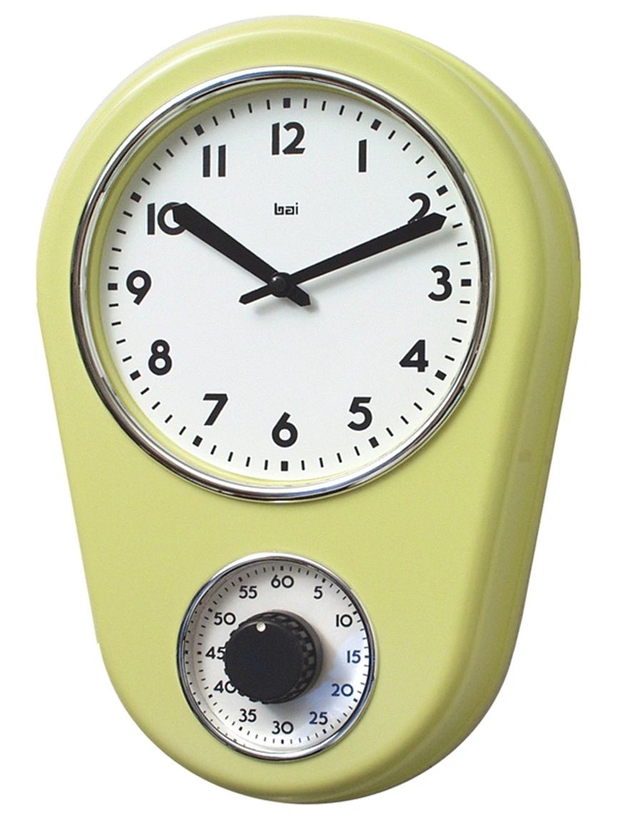 Bai 8x13in Kitchen Timer Wall Clock in Chartreuse