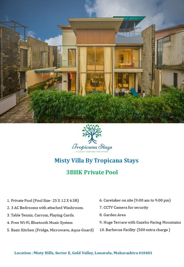 Modern Misty Villa with private pool and mountain terrace in Lonavala.