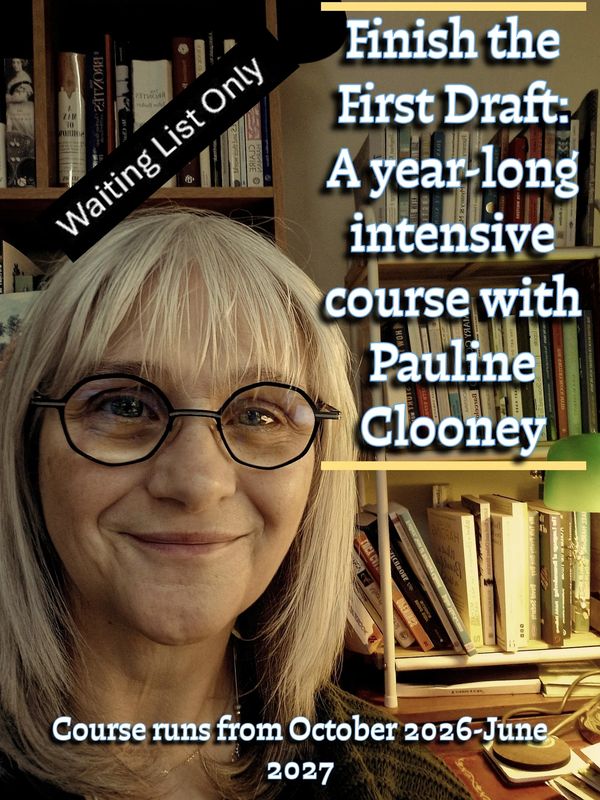 Portrait of a woman promoting a year-long writing course with Pauline Clooney.