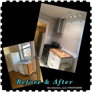 Kitchen remodel before and after photos.