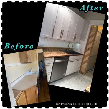 Kitchen remodel before and after photos. Project management and real estate services used.
