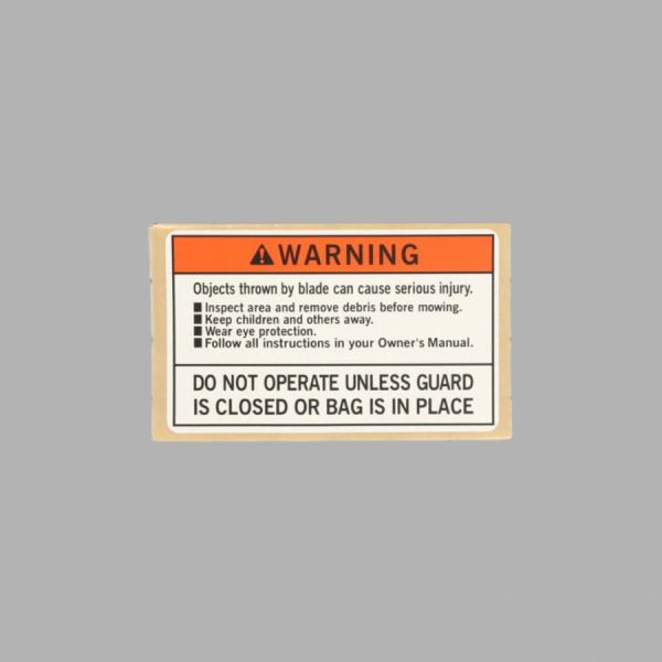 HRU19D Grass Discharge Warning Sticker