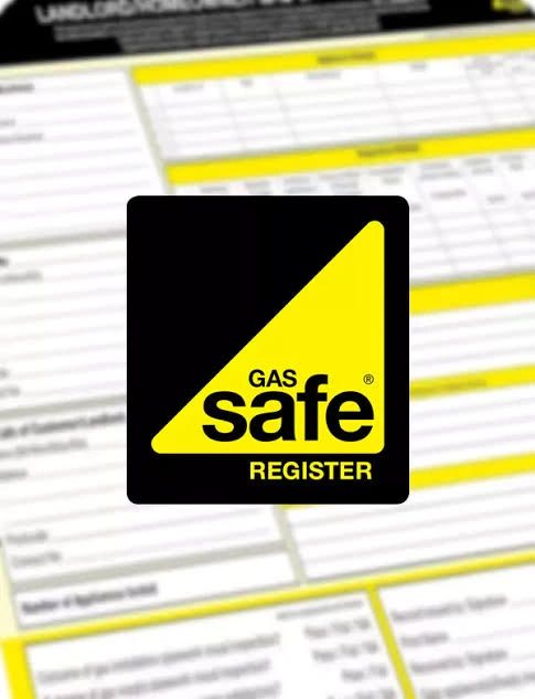 Gas Safe Register logo on a document background.