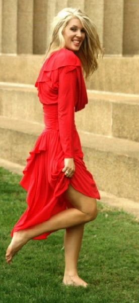 Jenny Tate Barefoot in Red Dress Nashville TN