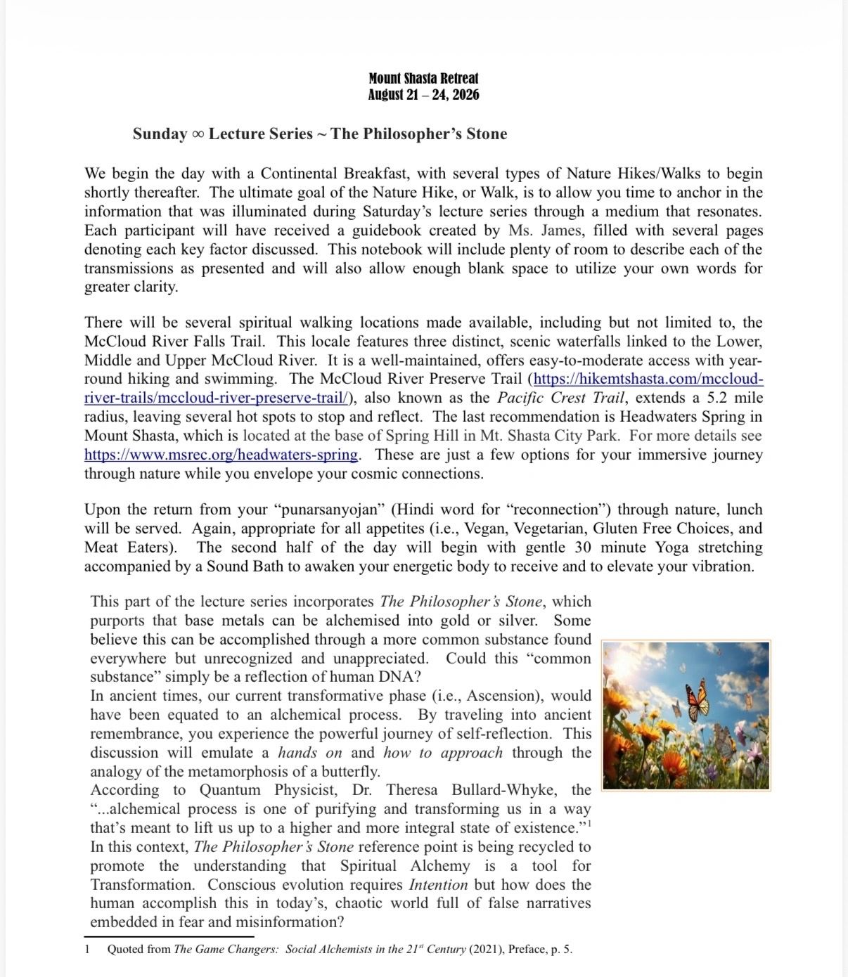 Mount Shasta Retreat Itinerary - August 2026 