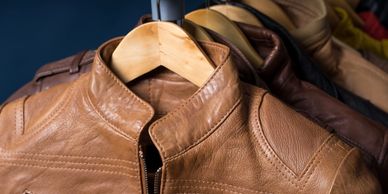 A brown leather jacket.
