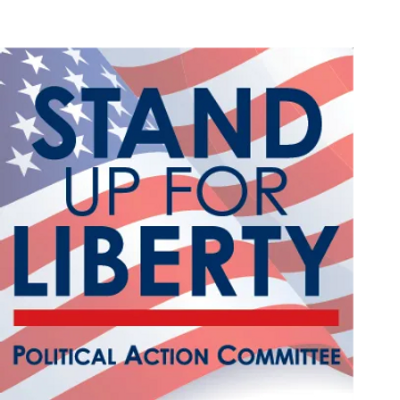 Logo with American flag and text 'Stand Up For Liberty'