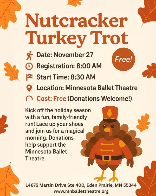 Nutcracker Turkey Trot, a fun holiday-themed dance event at Minnesota Ballet Theatre.