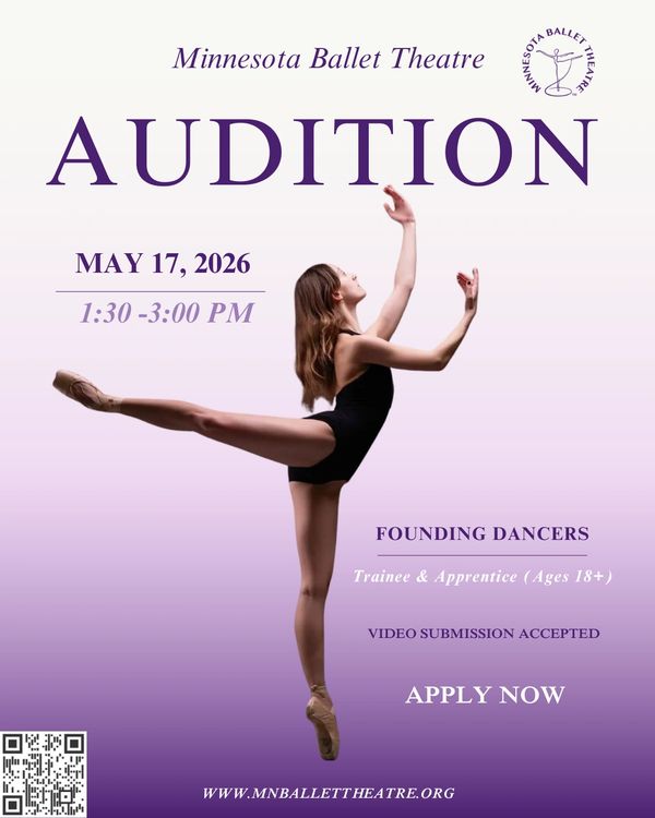 Minnesota Ballet Theatre auditions for founding dancers on May 17, 2026.