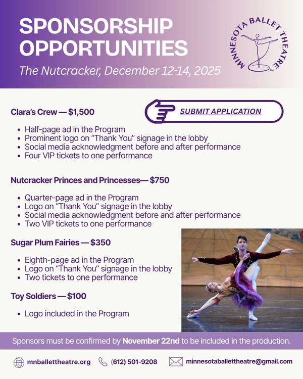 MBT guest dancers performing The Nutcracker at Eden Prairie High School, December 12–14, 2025.