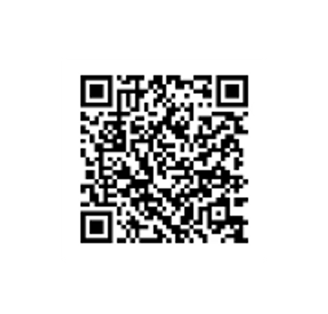 A clear black and white QR code centered on a black background.