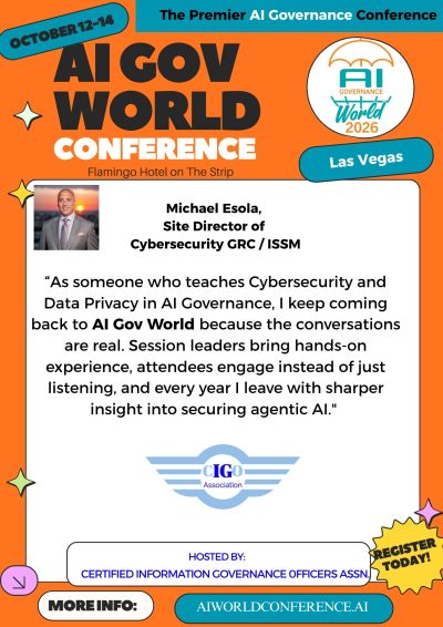 Michael Esola testimonial AI Governance World Conference image - AI Gov World Conference Review
