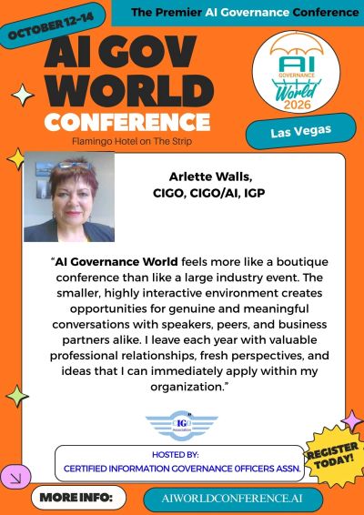 Arlette Walls testimonial for the AI Governance World Conference 