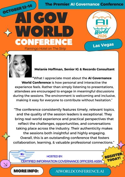 Melanie Hoffman testimonial for The AI Gov World Conference 