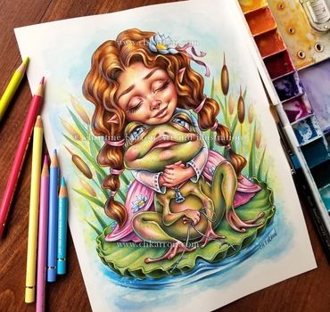 Fantasy, faeries, elves, mythology, watercolor and colored pencil illustration by Christine Karron