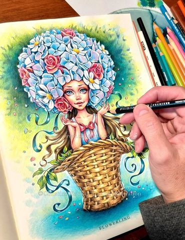 Fantasy, faeries, mermaid, mythology, watercolor and colored pencil illustration by Christine Karron