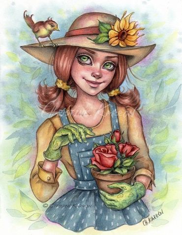Fantasy, fairy tale, mythology watercolor and colored pencil  illustration by Christine Karron