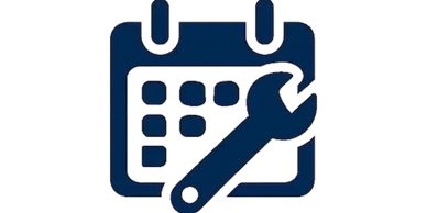 A calendar with a spanner (symbolising planned maintenance visits)