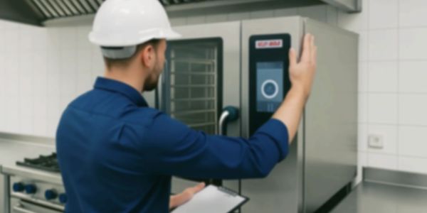 a qualified engineer testing commercial catering equipment after installation