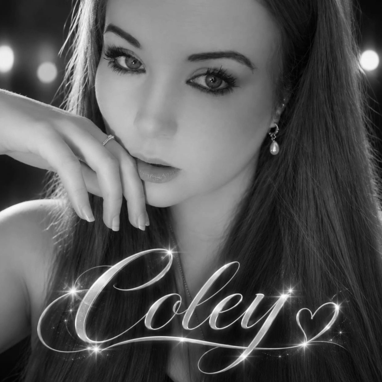 Black and white portrait of a woman with the name Coley.