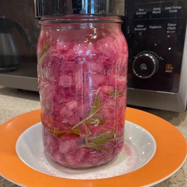 Fermented red onions with rosemary