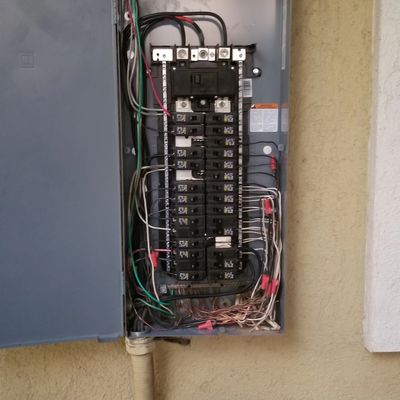 Professional electrical panel upgrade installed by Raptor Electric in Austin.(Master Electrician) 