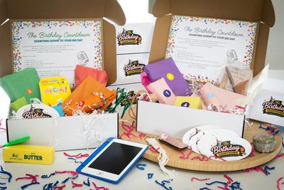 Personalized Birthday Countdown gift boxes featuring daily surprise gifts for kids, teens, and adult