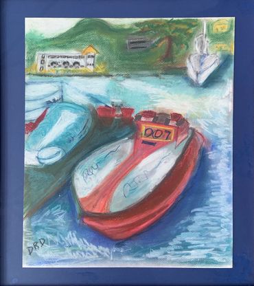 pastel paintings of boats, Diana Rell Dean, colorful boats, cruising images
