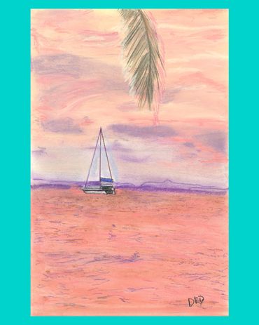 pastel paintings of boats, Diana Rell Dean, colorful boats, cruising images sailboats, anchored 