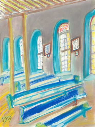 Blue Chapel, Caribbean chapels, island paintings, churches, islanders