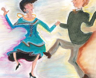 Jigs, humorous dance, Jazz choreography, Swing, Tango, hip hop, pastels colorful, Diana Rell Dean