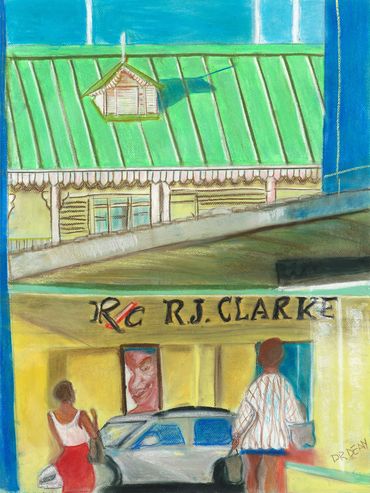 St. Lucia, Grenadines, Caribbean Sea, cruising, cityscapes, Diana Rell Dean, pastel painings