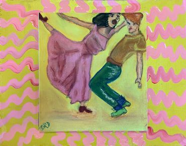 Dancing, travel, miniature pastel paintings, Diana Rell Dean