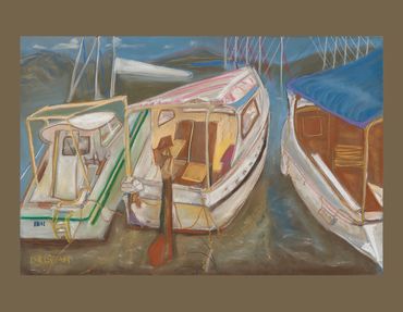 Croatia, pastel paintings of boats, Diana Rell Dean, colorful boats, cruising images, work boats