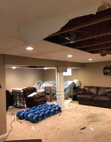 Water damage in finished basement