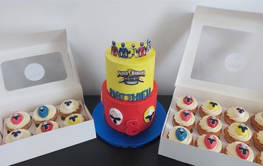 Power rangers cake and cupcakes