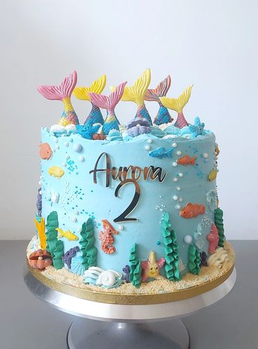 mermaid sea themed cake