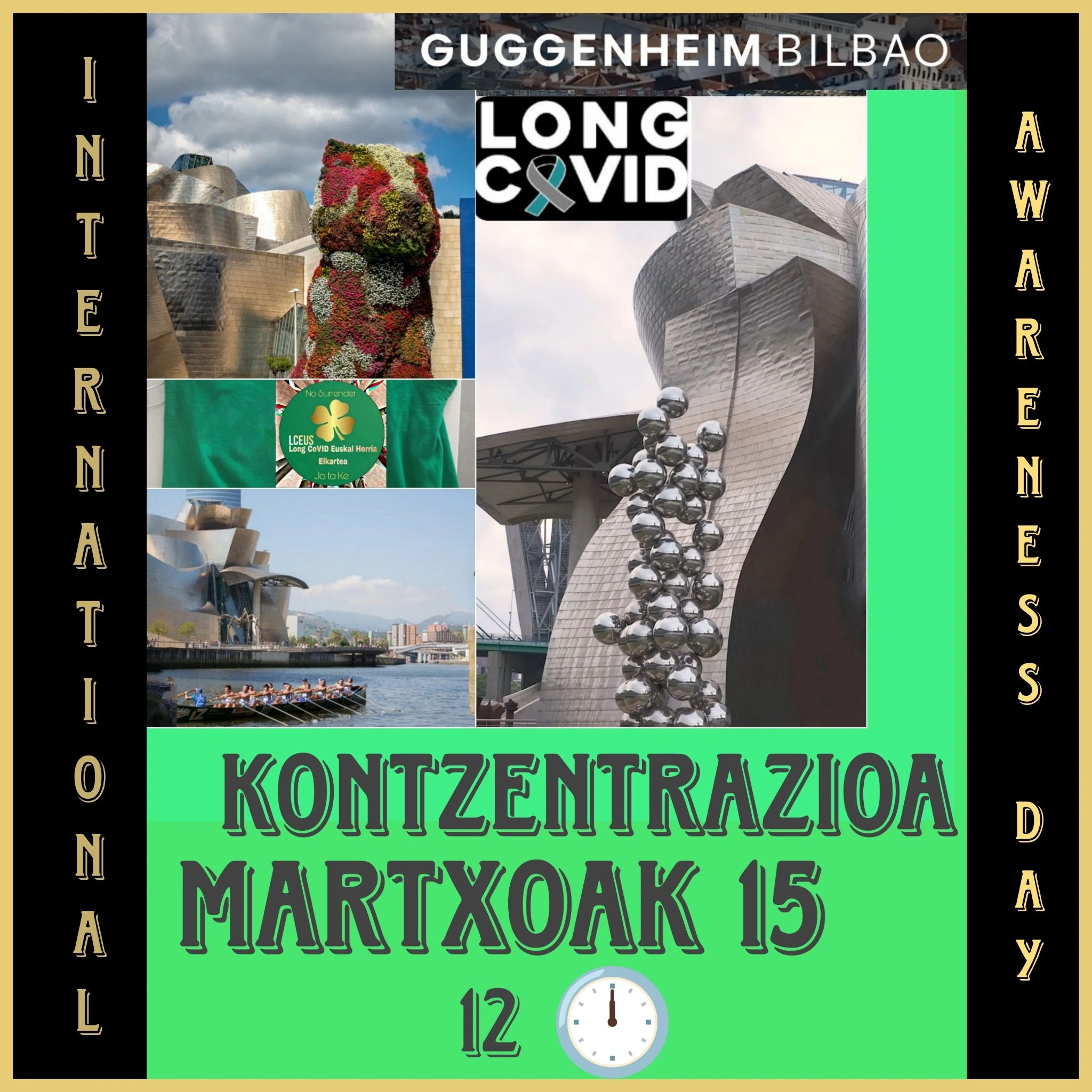 Poster announcing a Long Covid awareness event at Guggenheim Bilbao on March 15.