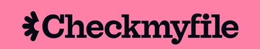 Logo with the text 'Checkmyfile' on a pink background.