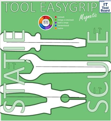Stencil tool layout with various tool shapes and colors.