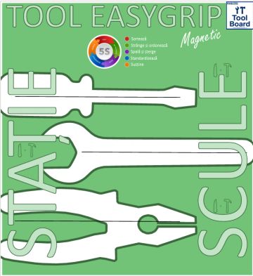 Stencil tool layout with various tool shapes and colors.