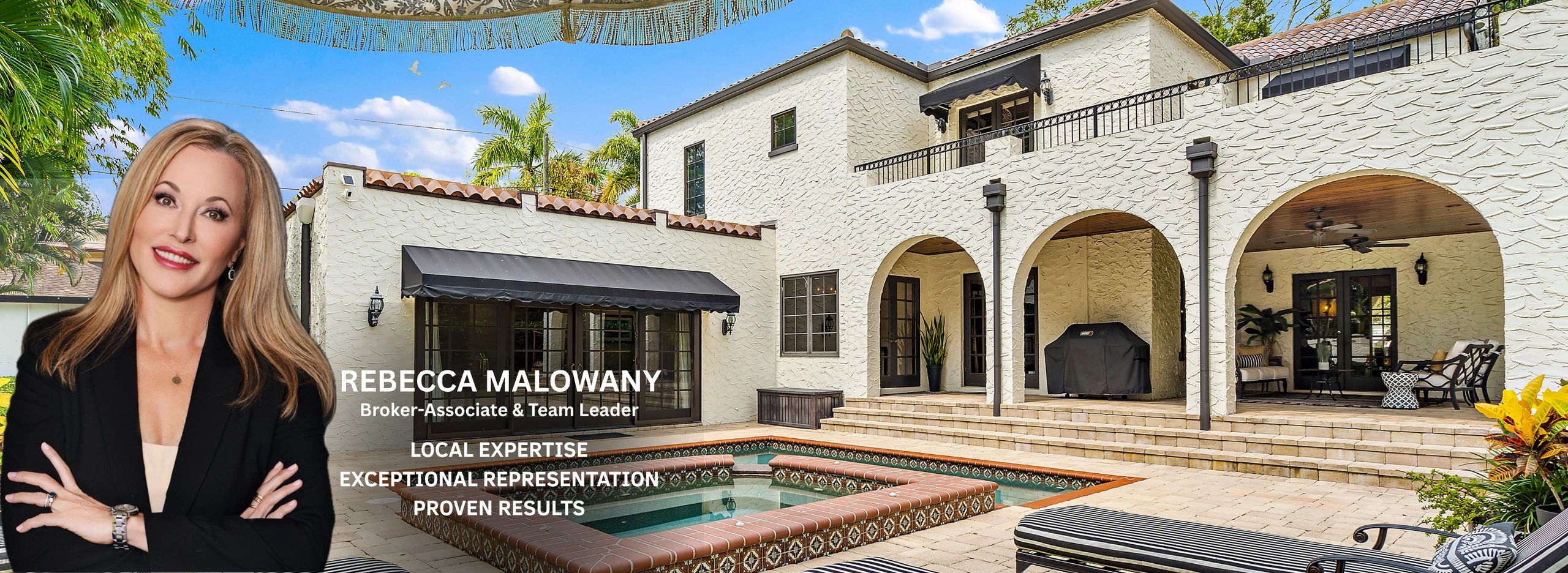Rebecca Malowany, luxury real estate agent in St. Petersburg, Florida outside of Old Northeast home.