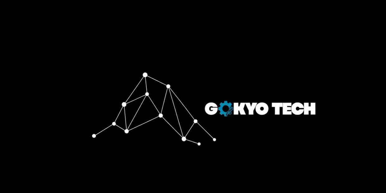 Gokyo Tech logo with connected nodes and gear in the letter O.