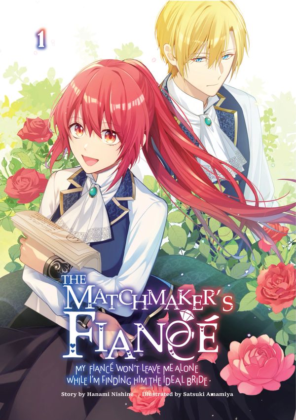 Cover art of a romance manga featuring a red-haired girl and a blonde boy surrounded by roses.