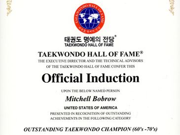 I was honored as a Pioneer Fighter of the Sixties at the Inaugural Taekwondo Hall of Fame in 2007. I