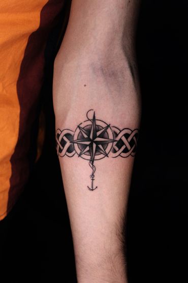 Compass With Anchor Armband Tattoo Design | Best Armband Tattoo Designs | Armband Tattoo Design 