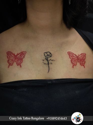Butterfly Tattoo | Red Colour Butterfly Tattoo | Butterfly Tattoo Design | Private Tattoo Design