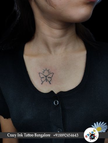 Small Butterfly Tattoo | Butterfly Tattoo Design | Butterfly With Sun Tattoo Design 