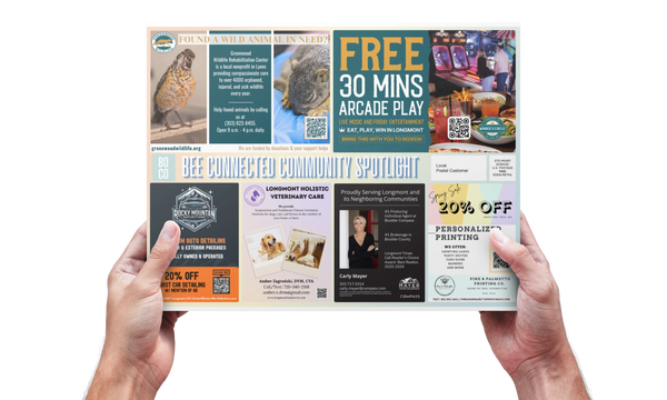 Previous Edition Every Door Direct Mail® Postcard featuring Longmont Co, businesses.